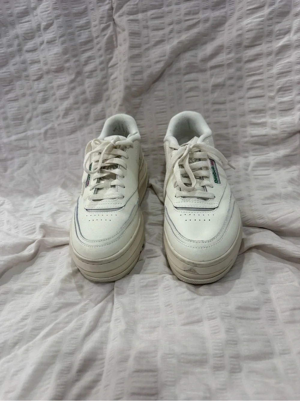 Reebok White Platform Lace-Up Sneakers